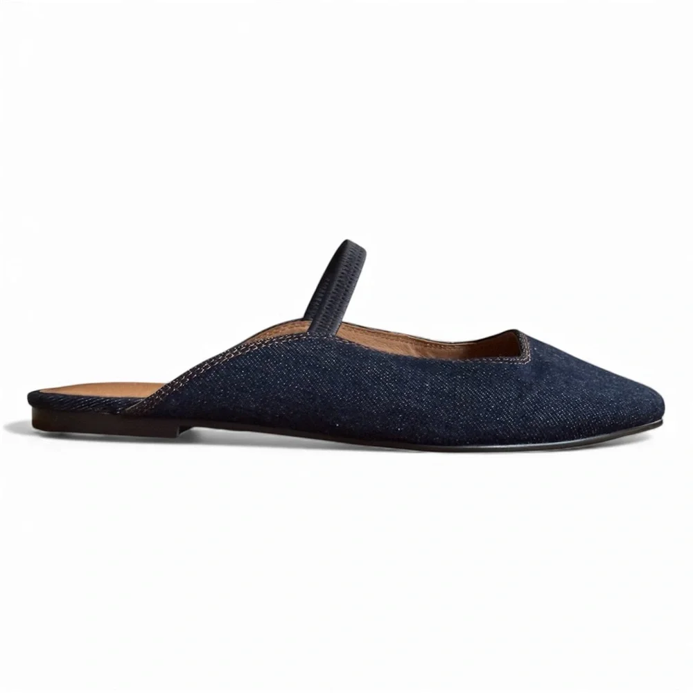 Madewell The Greta Ballet Flat Mule Dark Denim Multi Women’s Size 7 - Picture 6 of 11